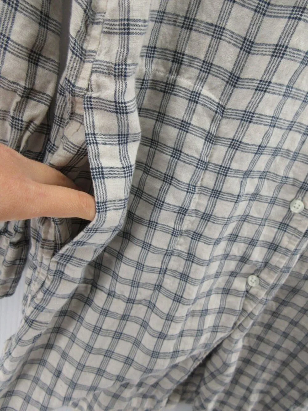 Uniqlo Ines De La Fressange Dress Medium Linen Shirt Button Up Check - Picture 6 of 11